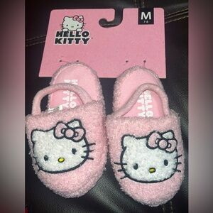 Hello Kitty Pink and White House Slippers Sz girls 7-8 NEW NWT
